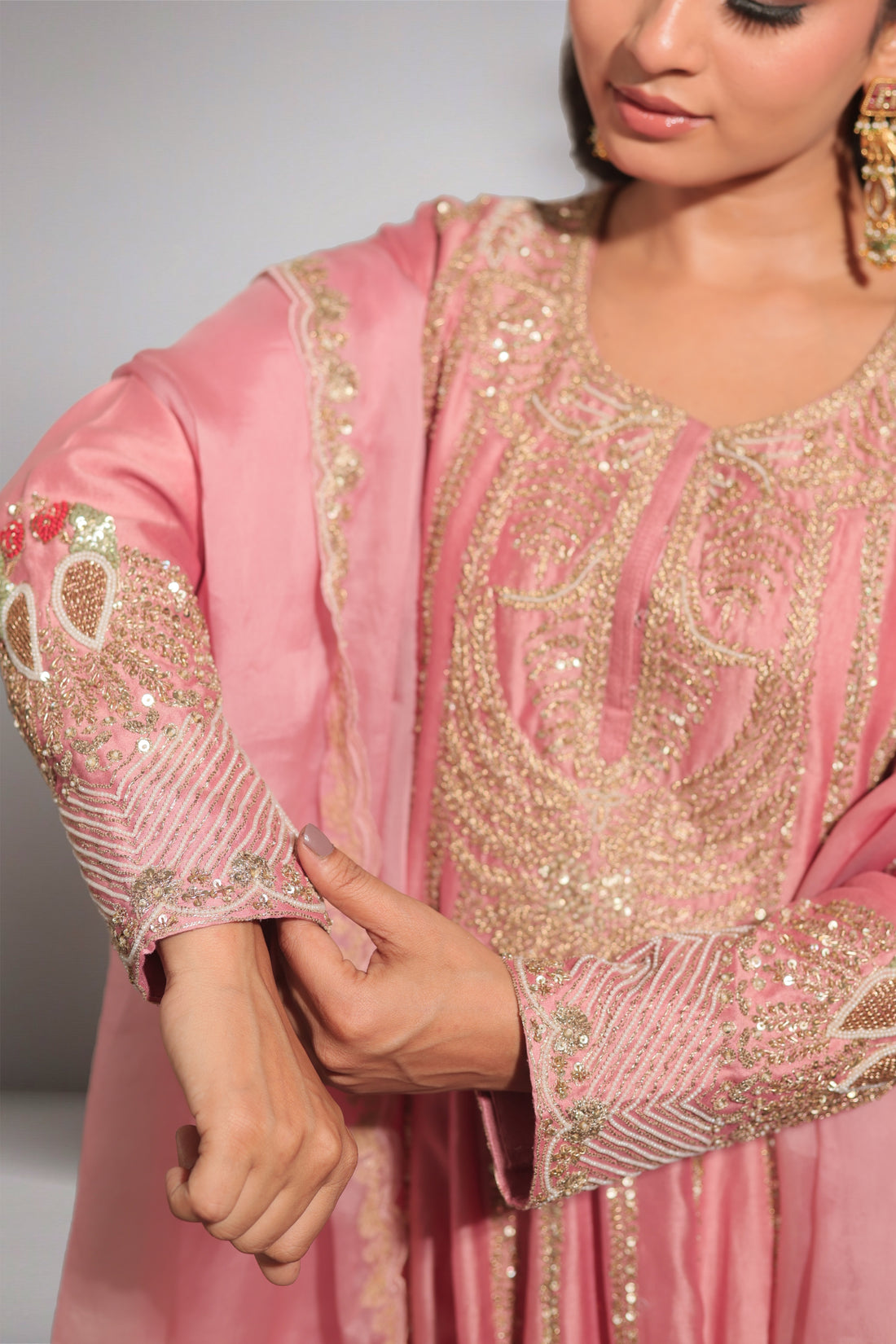 BLUSH PINK PEACOCK ANARKALI
