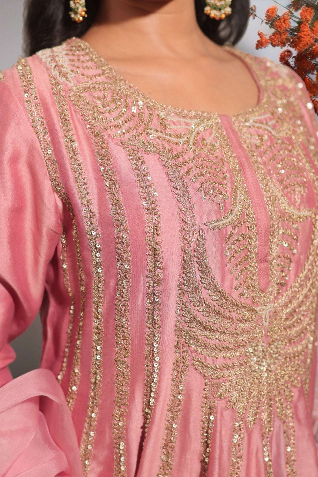 BLUSH PINK PEACOCK ANARKALI