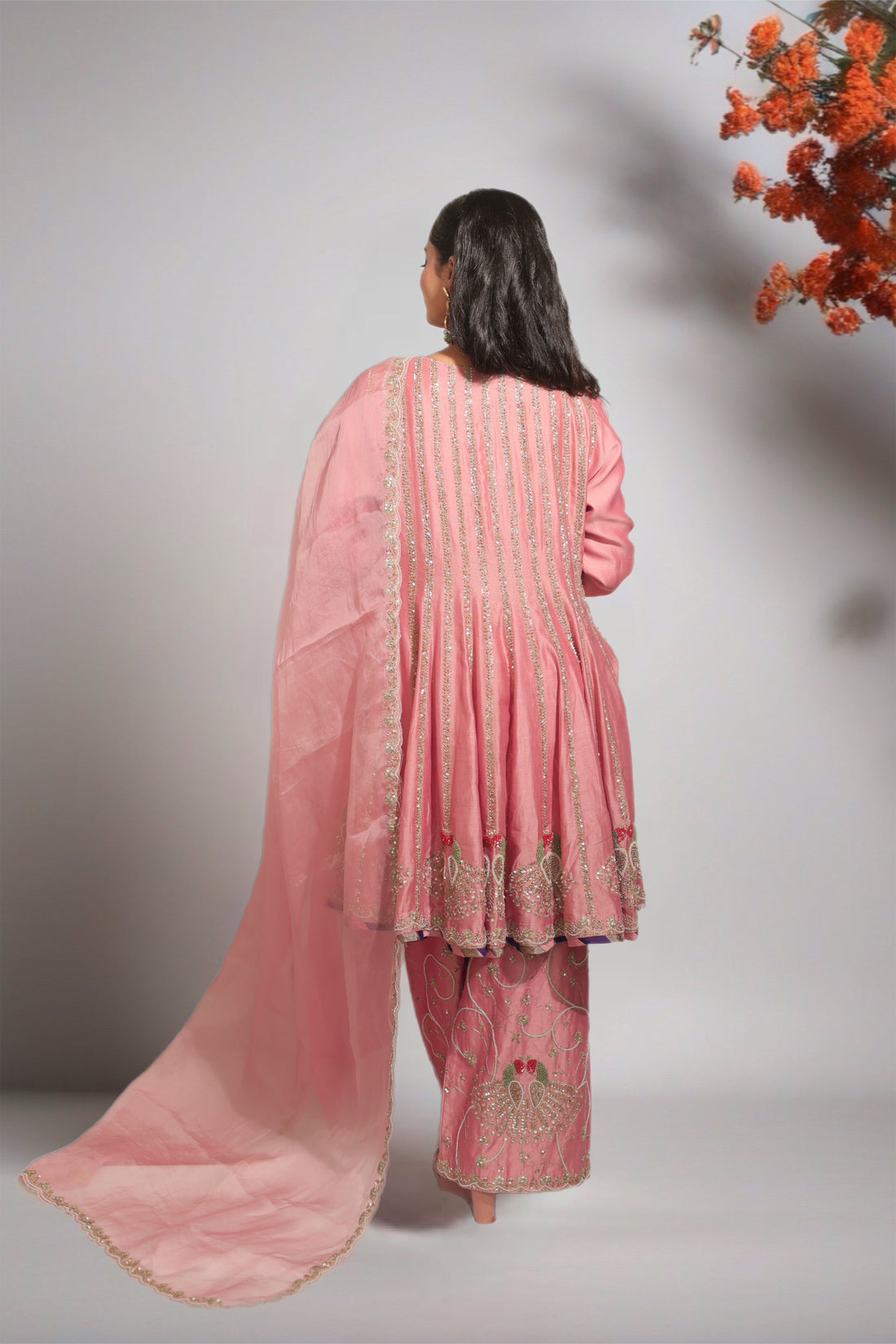 BLUSH PINK PEACOCK ANARKALI