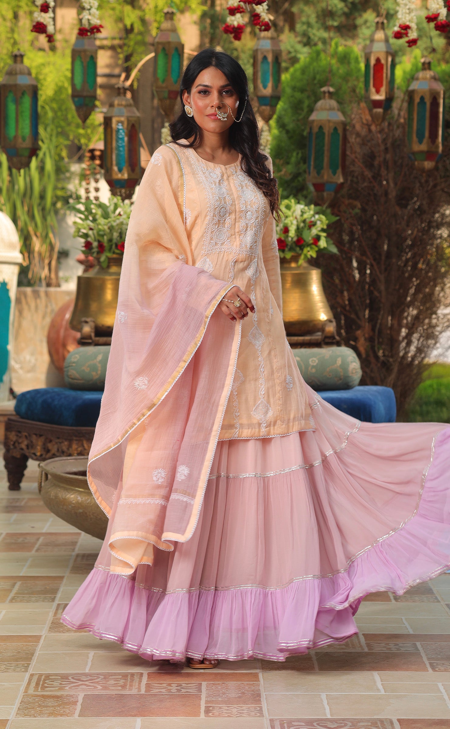 AYAMIK PEACH CHIKANKARI