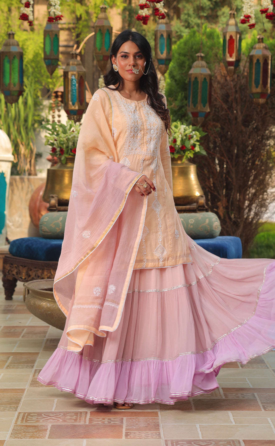 AYAMIK PEACH CHIKANKARI