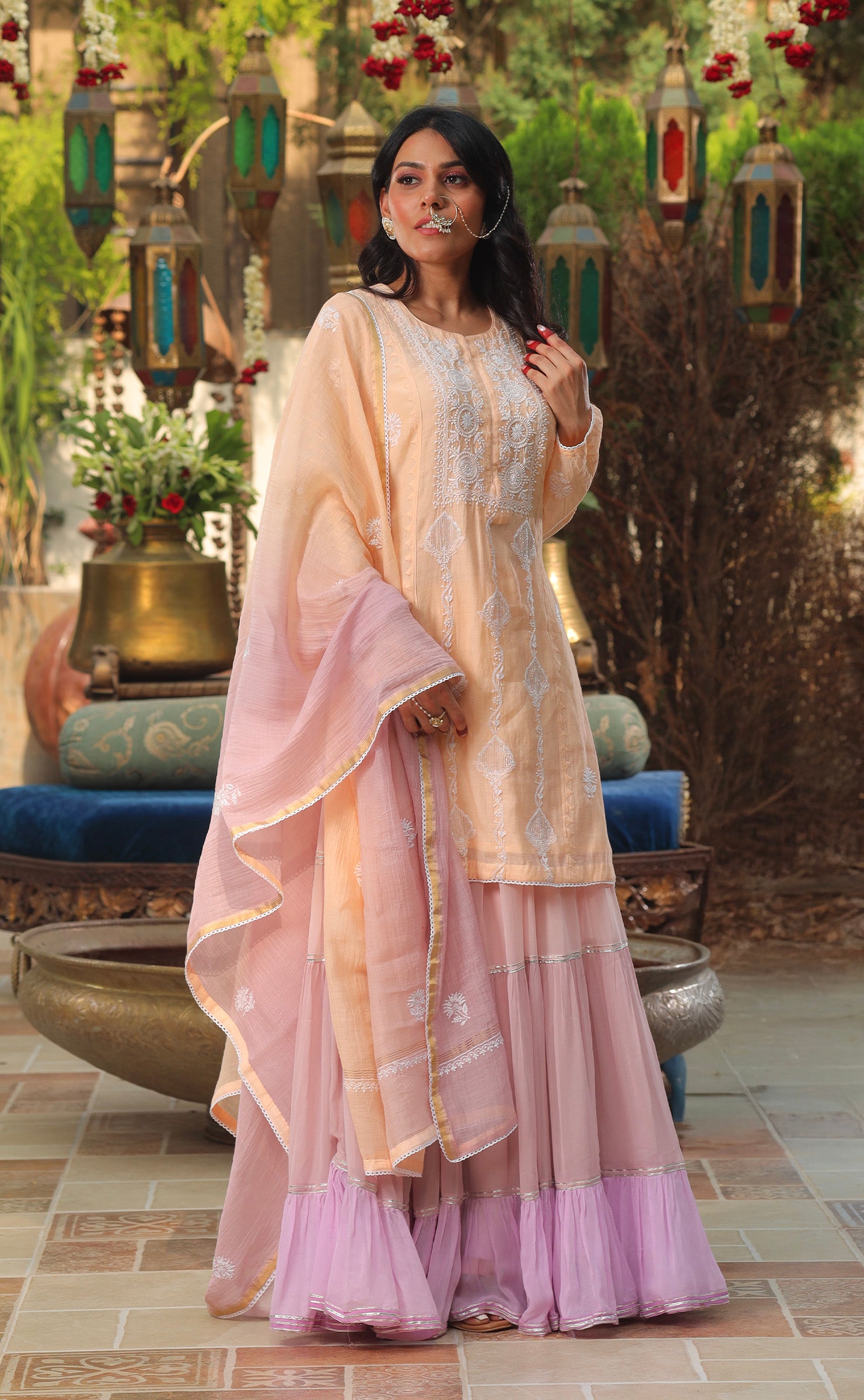 AYAMIK PEACH CHIKANKARI