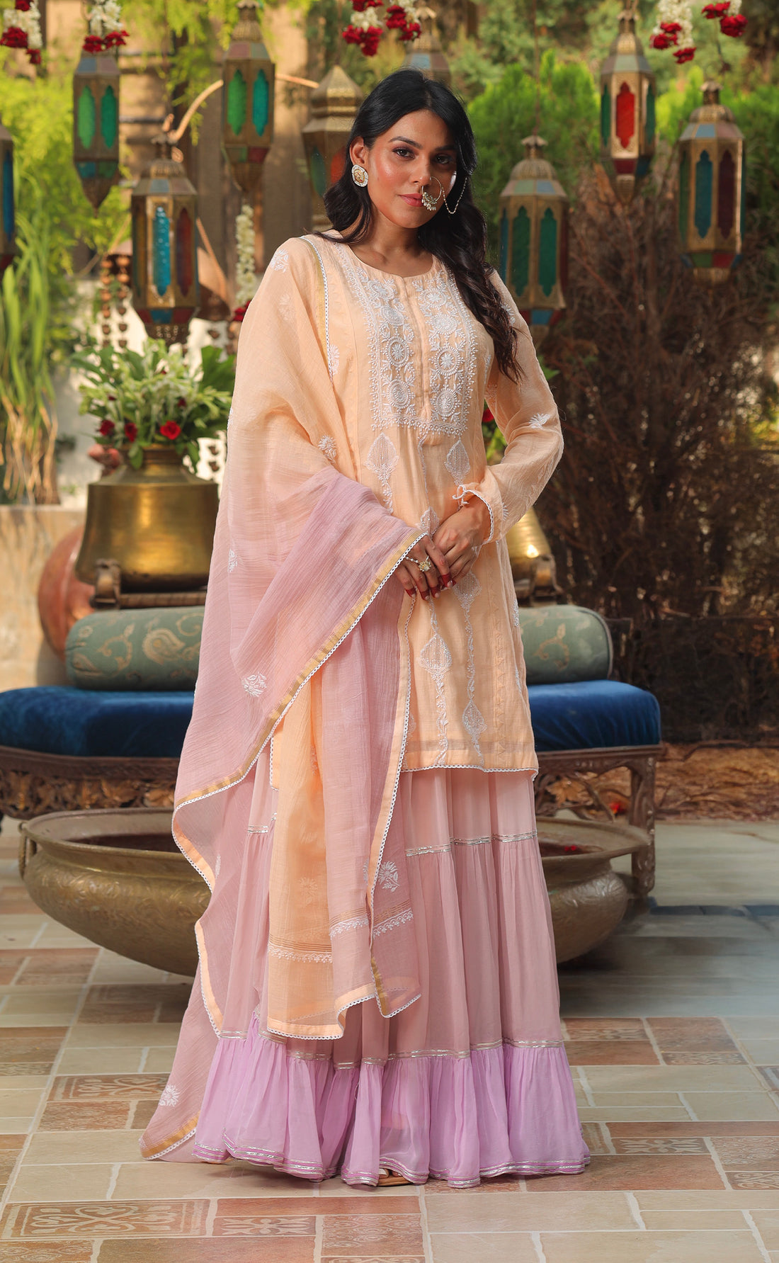 AYAMIK PEACH CHIKANKARI