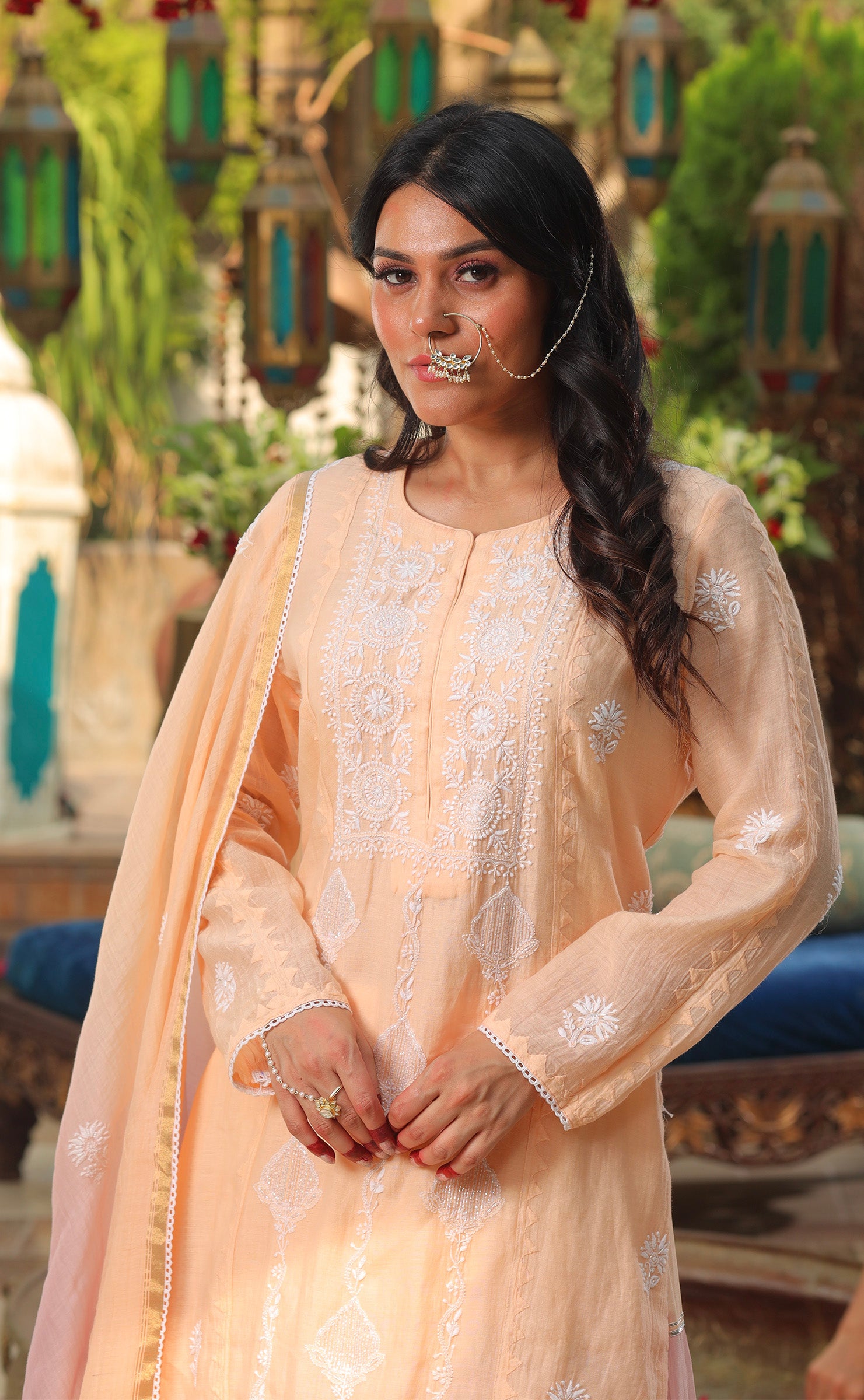 AYAMIK PEACH CHIKANKARI