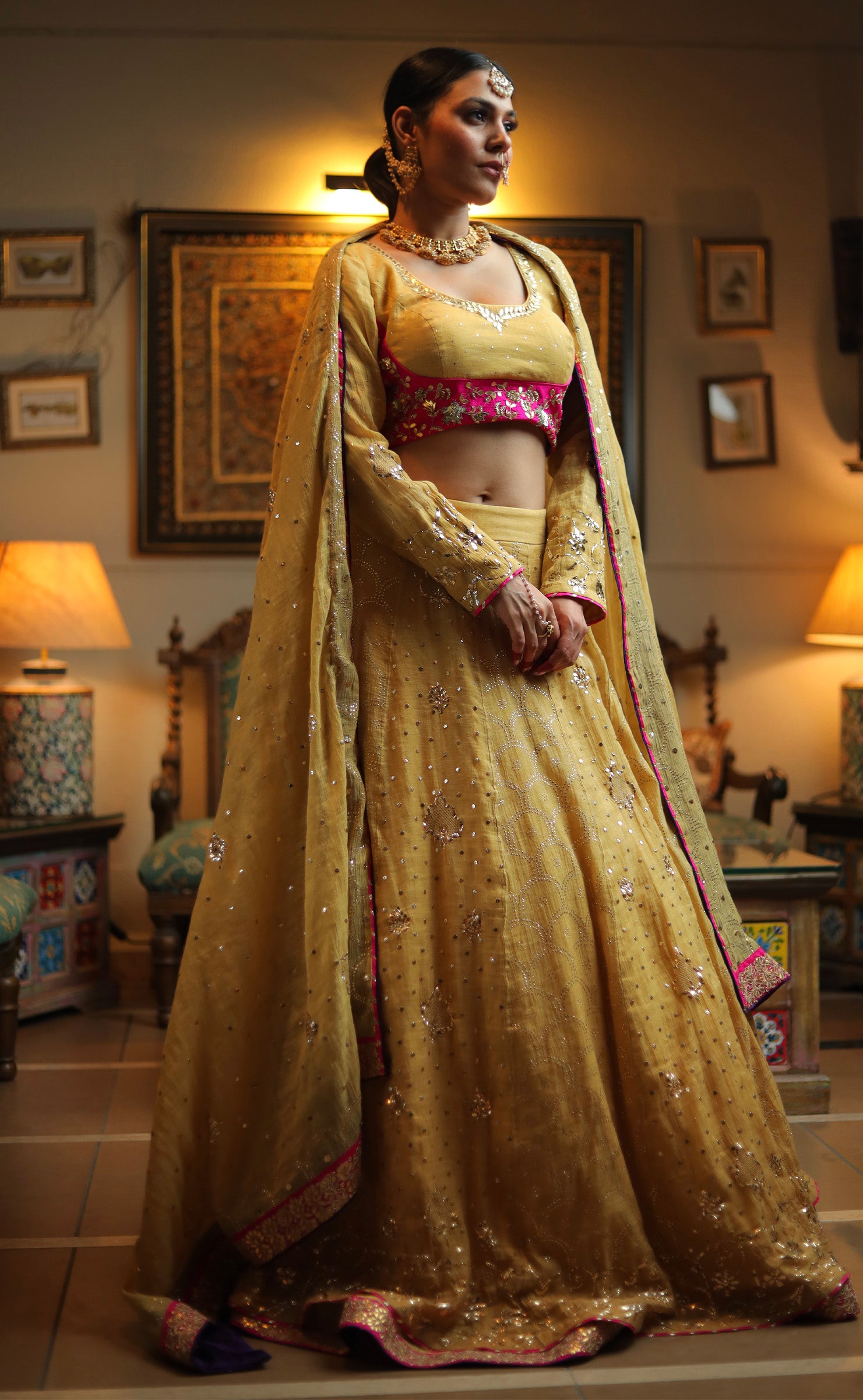 AYAMIK YELLOW CHANDERI