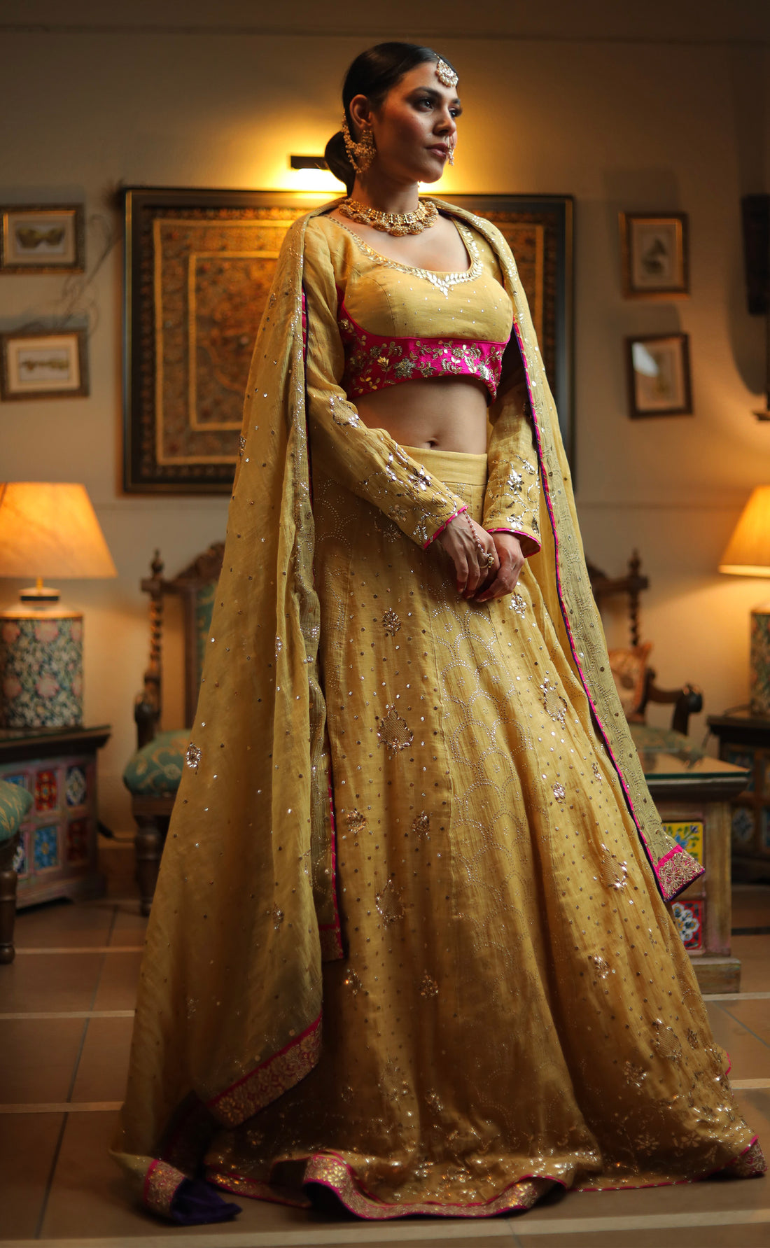 AYAMIK YELLOW CHANDERI