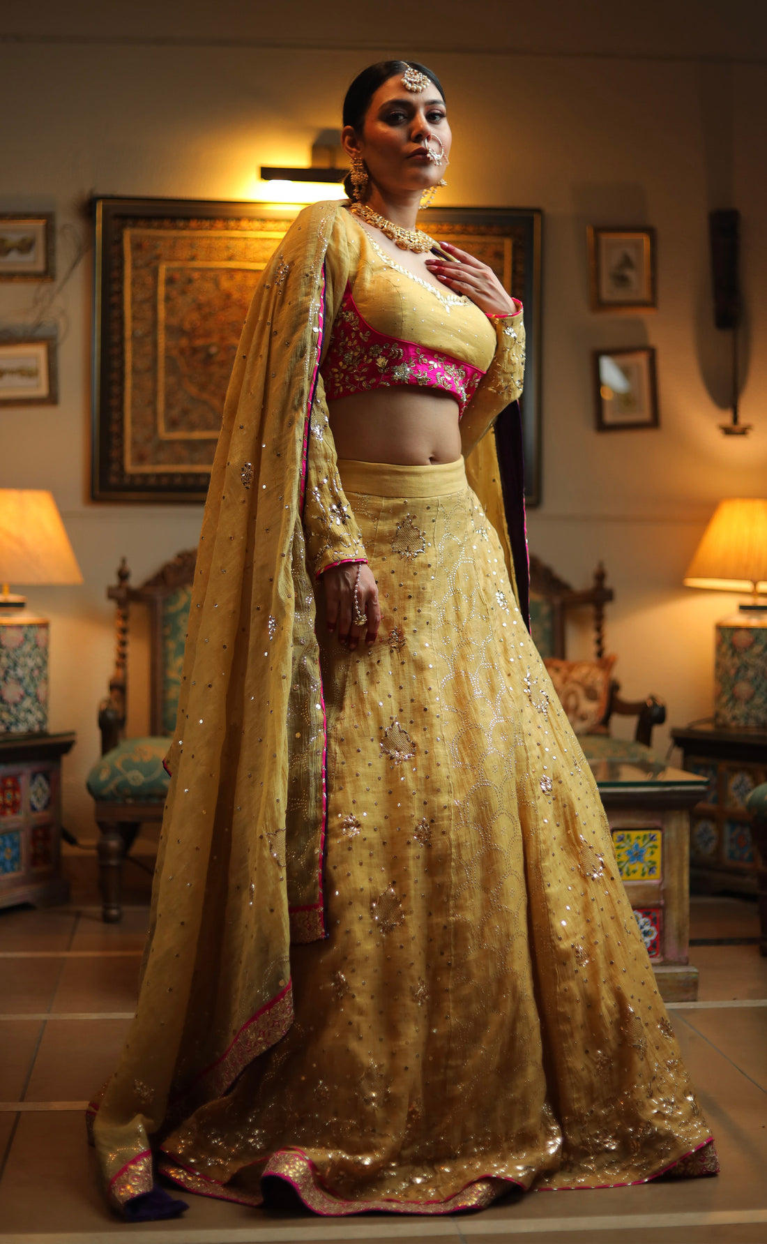 AYAMIK YELLOW CHANDERI