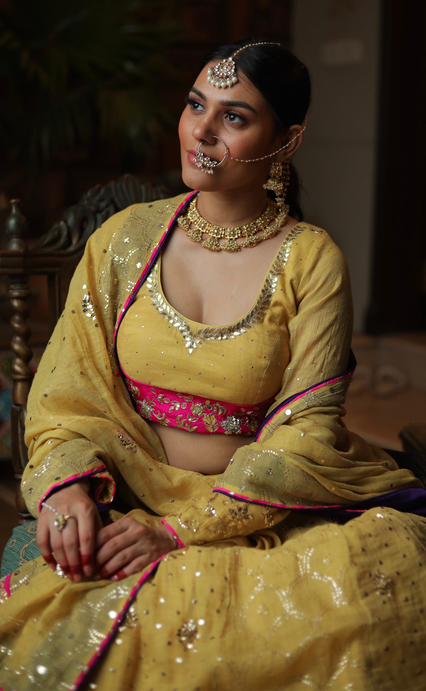 AYAMIK YELLOW CHANDERI