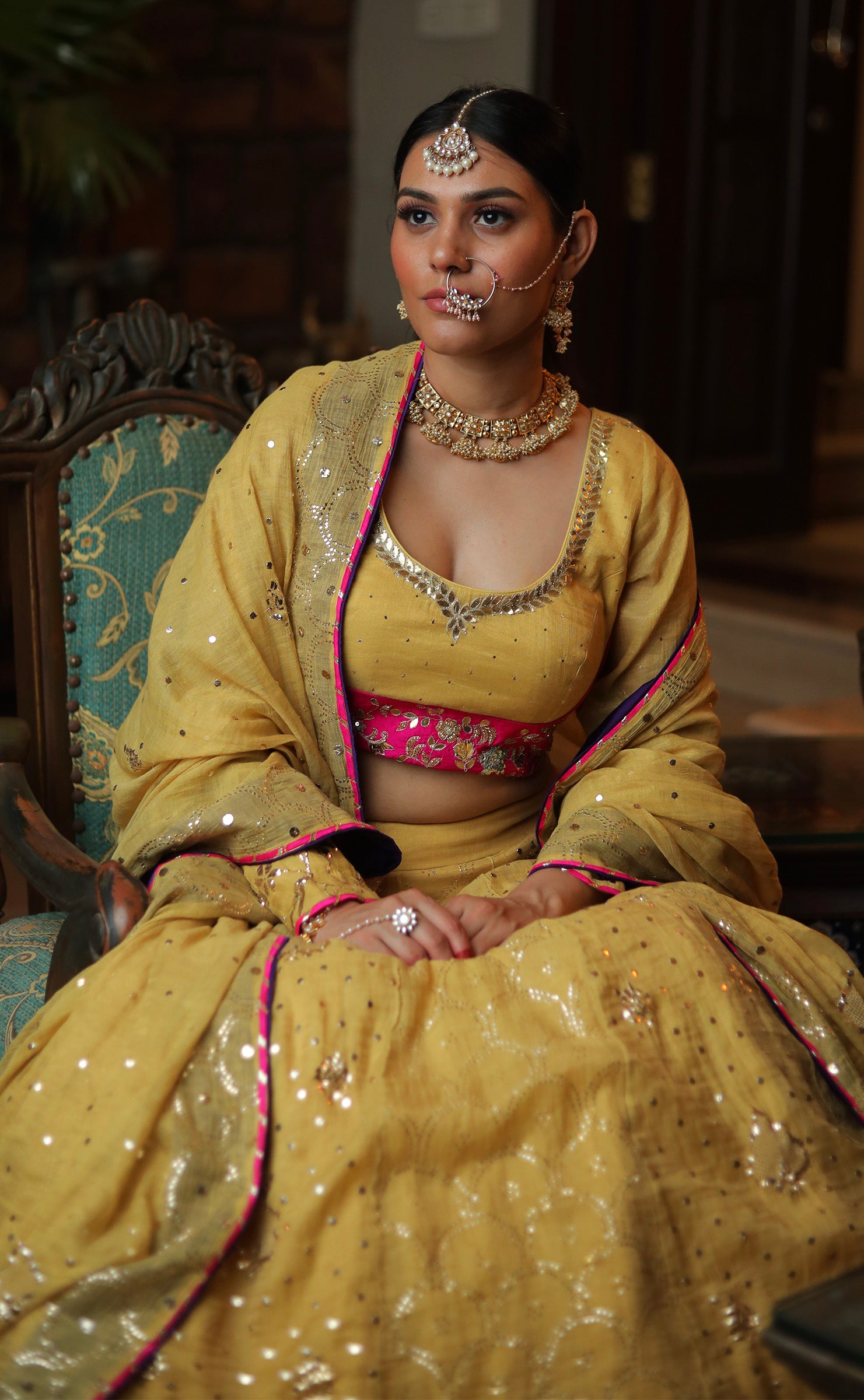 AYAMIK YELLOW CHANDERI