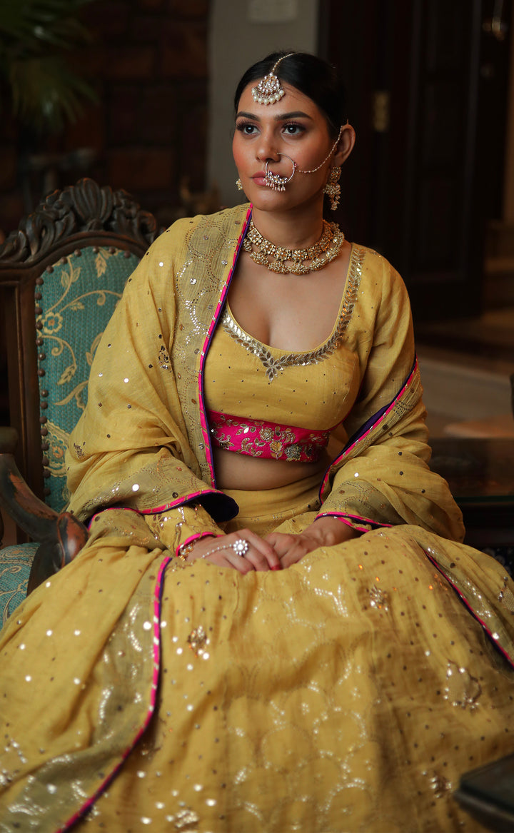 AYAMIK YELLOW CHANDERI